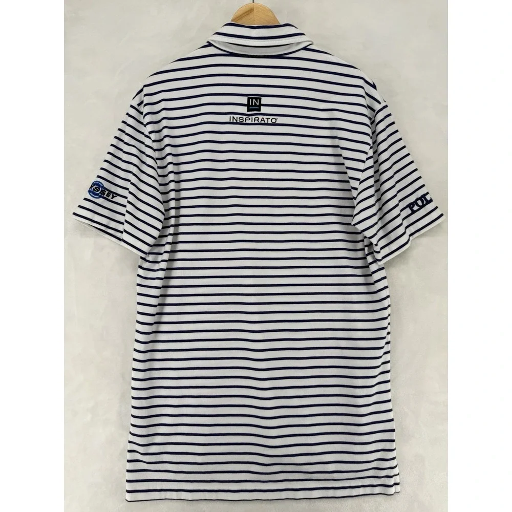 Polo Golf Ralph Lauren Stretch Lisle Polo Mens S White Navy Stripe Odyssey Golf